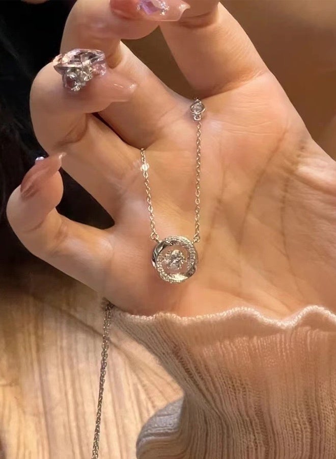 DAEVO 925 Sterling Silver Twisted Halo Crystal Necklace - Image 5