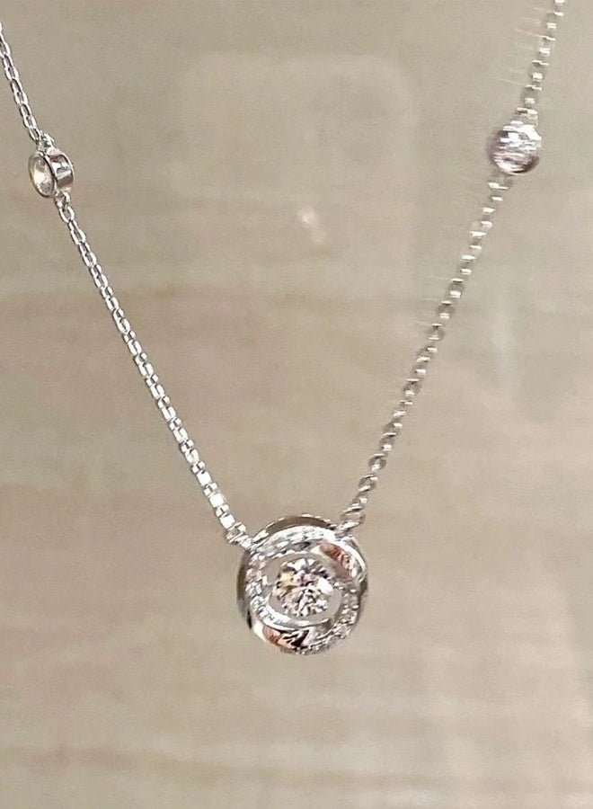 DAEVO 925 Sterling Silver Twisted Halo Crystal Necklace - Image 2