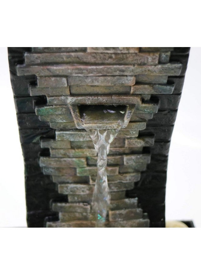 Nature's Mark 10" H Slate Brick Wall Tabletop Water Fountain With Natural River Rocks And Color Changing Led Lights (Power Cord Attached)  - Image 2