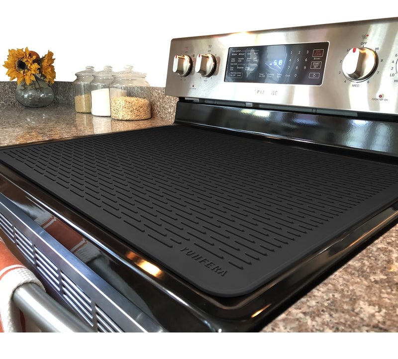 YUHFERA Stove Top Cover for Electric Stove Silicone Stove Mat for Glass Top Glass Cooktop Protector For KitchenMultifunctional Oven Covers for Electric Stove Black28 x 20