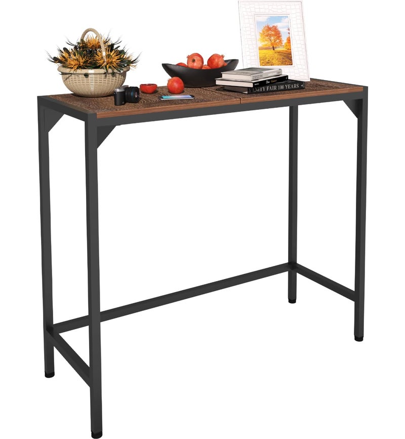 Tigerden Industrial 33 Narrow Console Table Sofa Table for Entryway Couch Table Entrance Side Table for Hallway Living Room Foyer Corridor Bedroom Rustic Brown and Black