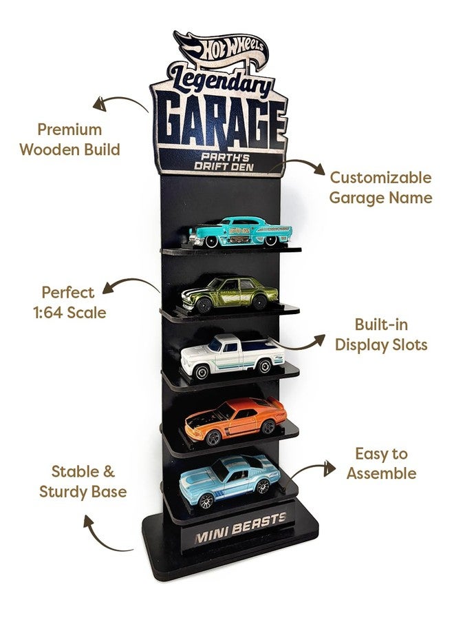ALPHA NOVA CREATIONS Custom 5-Story Wooden Display Garage for Diecast Cars – 3mm Thick MDF Shelf | Multi-Level Organizer Rack for Hot Wheels, Matchbox | Customizable Toy Storage for Kids & Collectors (Black) (Black Wood) - Image 4