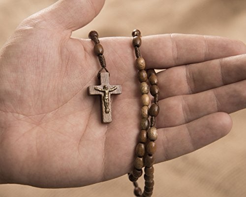 Intercession First Wood Rosary - Made in Brazil (Walnut - 6/8mm Beads - Image 5
