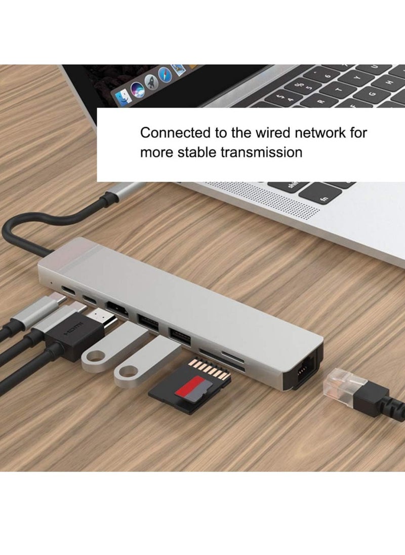 USB C Hub; 8 in 1 Type C to HDMI with Ethernet Port 4K USB-C-8-IN-1 TD-174TC