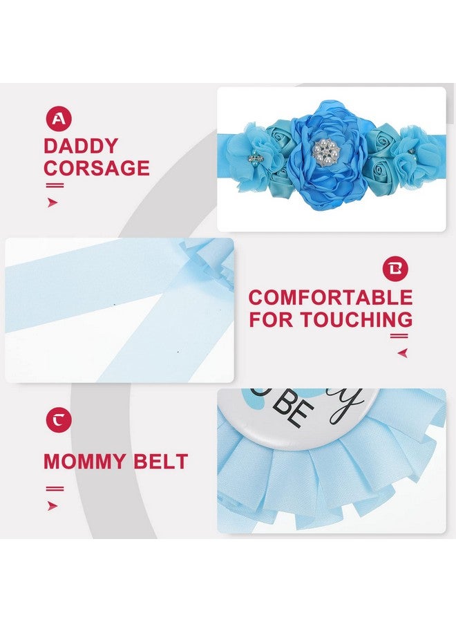Toddmomy Pregnancy Maternity Chiffon Flower Belt & Badge Set 3Pcs Gender Reveal Party Baby Shower Accessories for Expectant Mom Dad Photography Corsage Pin Decor Baby Shower Favors - Image 5