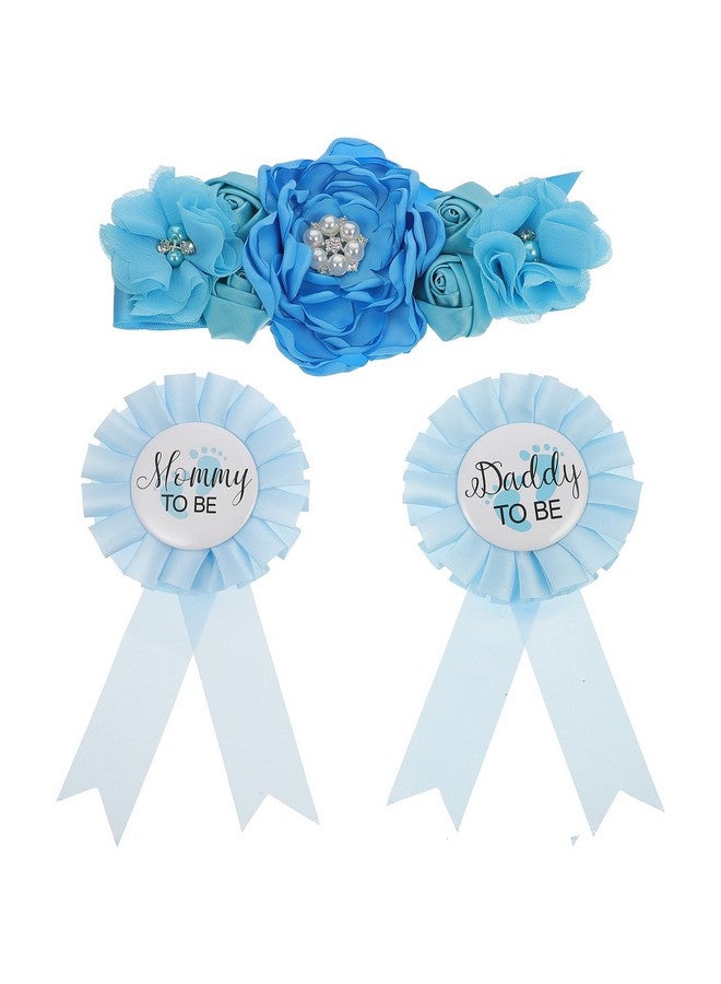 Toddmomy Pregnancy Maternity Chiffon Flower Belt & Badge Set 3Pcs Gender Reveal Party Baby Shower Accessories for Expectant Mom Dad Photography Corsage Pin Decor Baby Shower Favors - Image 1