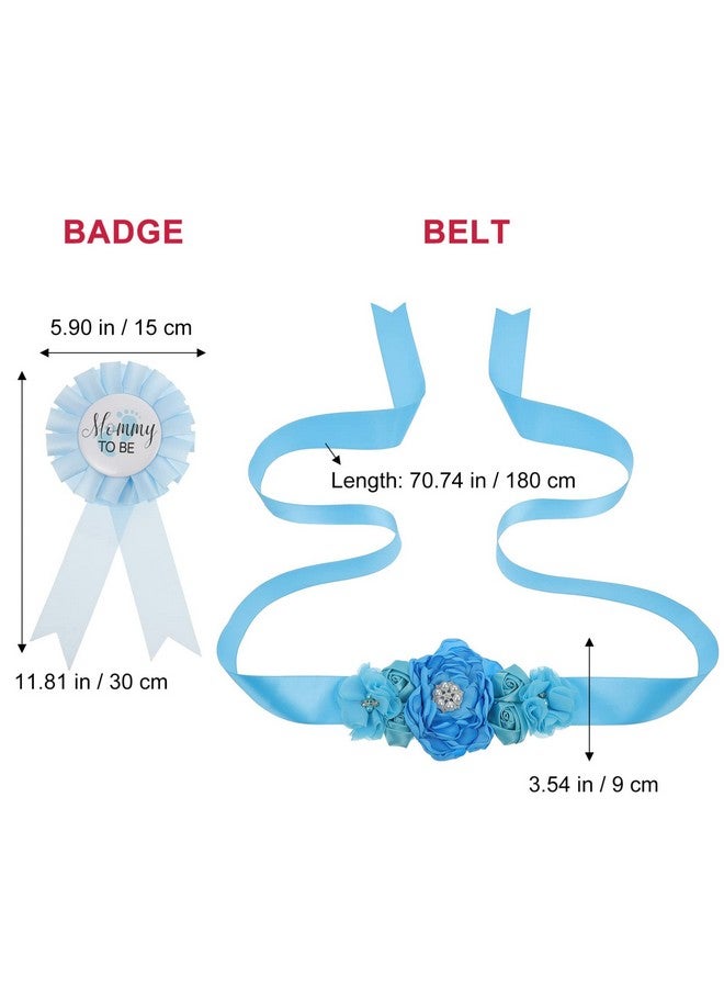 Toddmomy Pregnancy Maternity Chiffon Flower Belt & Badge Set 3Pcs Gender Reveal Party Baby Shower Accessories for Expectant Mom Dad Photography Corsage Pin Decor Baby Shower Favors - Image 2