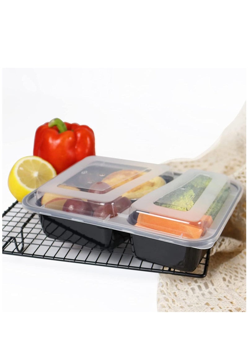 32oz Meal Prep Containers [50 Pack] 2 Compartment with Lids, Food Storage Containers, Bento Box, BPA Free, Stackable, Microwave/Dishwasher/Freezer Safe.