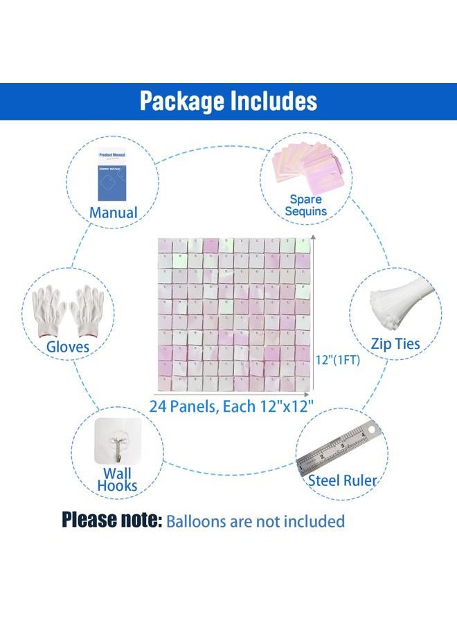 Ozikutech 24 Pcs Pink Iridescent Shimmer Wall Backdrop Panels for Party Decoration - 6 x 4 FT Square Sequin Backdrop for Birthday Graduation Home Parties - Image 2