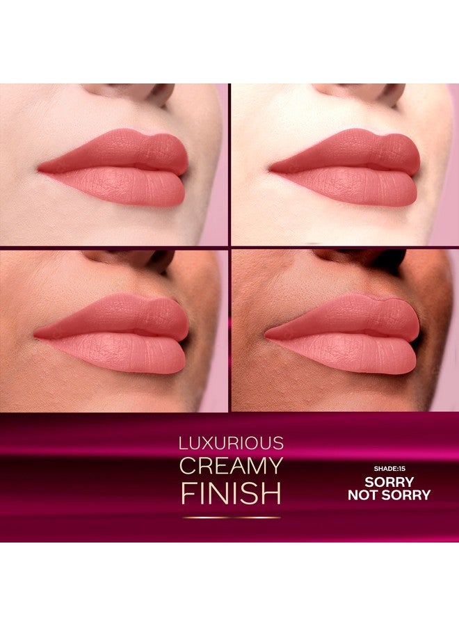 فاسيسكانادا قلم الشفاه غير اللامع المريح من Faces Canada - Sorry Not Sorry (لون بني فاتح)، 2.8 جرام | يدوم لمدة 8 ساعات | لا يسبب الجفاف | ملمس كريمي فاخر | لون مكثف بلمسة واحدة | يرطب ويغذي | البابونج وزبدة الشيا - Image 2