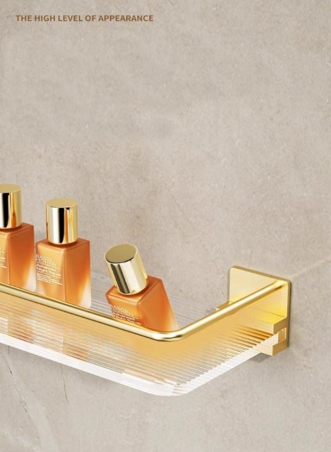 MIXDE 2-Tier Bathroom Floating Shelves Gold Wall Mounted Storage with Towel Rack for Bathroom Bedroom - Image 2