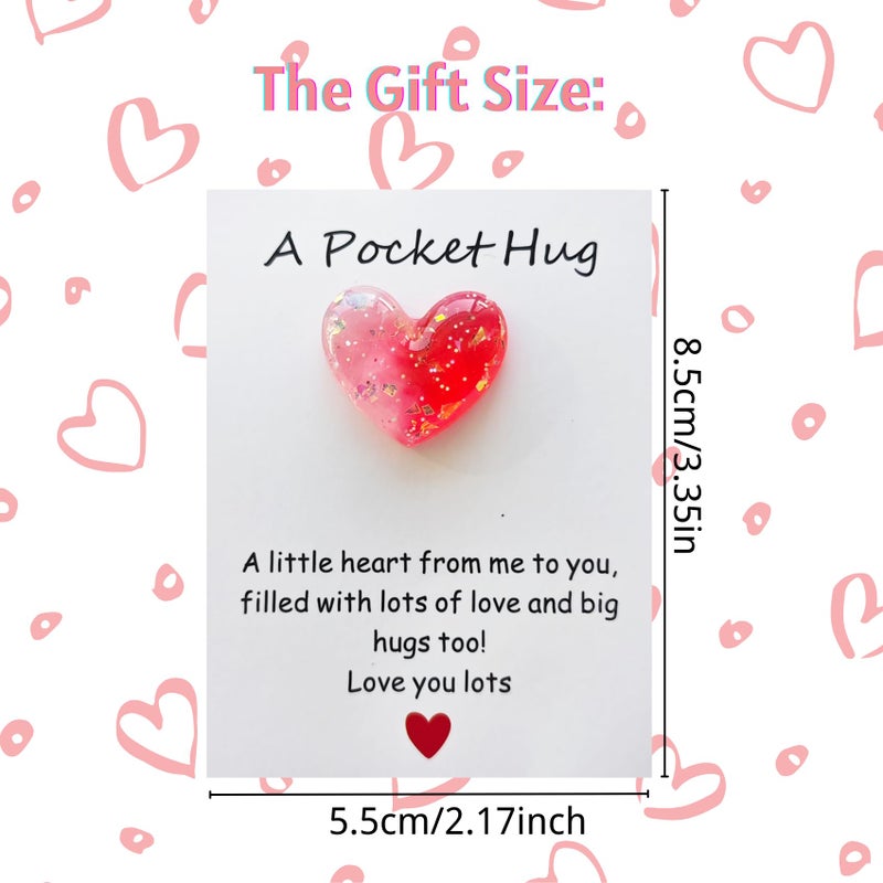 YOJO Pocket Hug Heart with Greeting Cards, Little Heart Pocket Hug Token, Long Distance Relationship Gifts, Thinking of You Gifts for Women Men Him Her (White Red) - Image 2