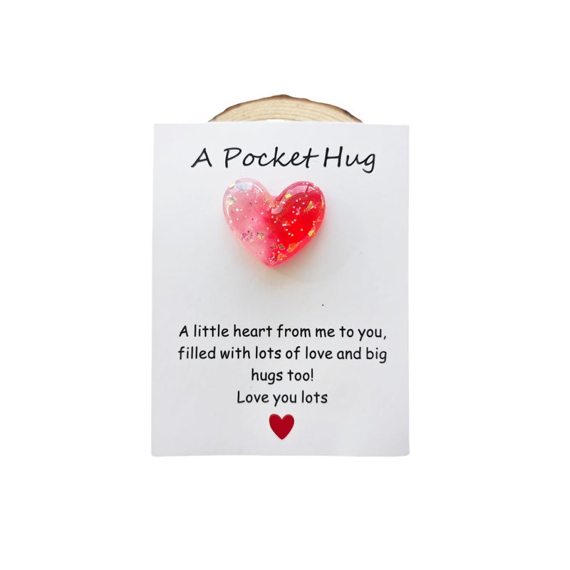 YOJO Pocket Hug Heart with Greeting Cards, Little Heart Pocket Hug Token, Long Distance Relationship Gifts, Thinking of You Gifts for Women Men Him Her (White Red) - Image 1