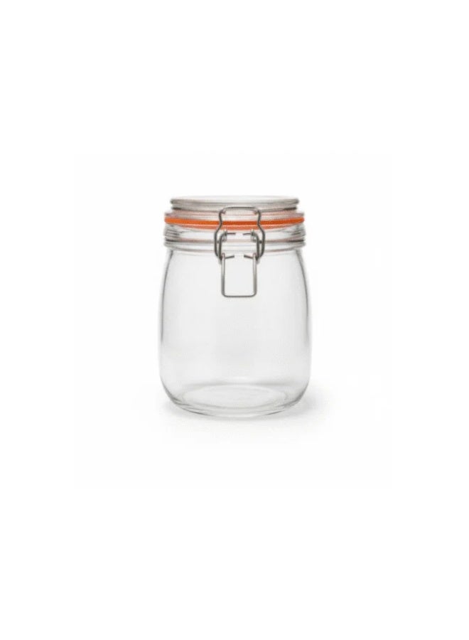 داني هوم برطمان زجاجي أسطواني محكم الغلق من داني هوم بسعة 725 مل – عبوة تخزين شفافة بغطاء معدني محكم وحلقة سيليكون - Image 2