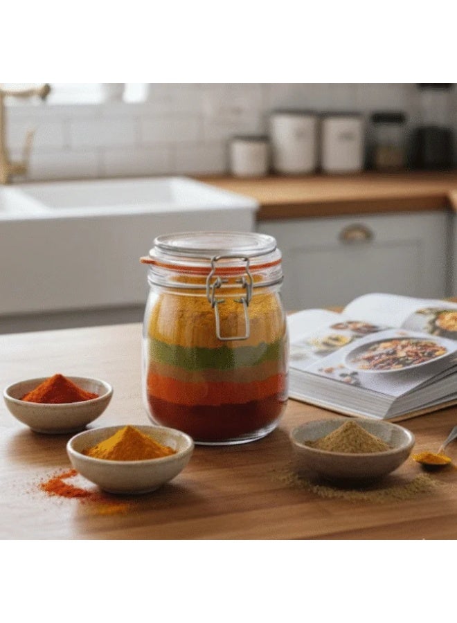 داني هوم برطمان زجاجي أسطواني محكم الغلق من داني هوم بسعة 725 مل – عبوة تخزين شفافة بغطاء معدني محكم وحلقة سيليكون - Image 3