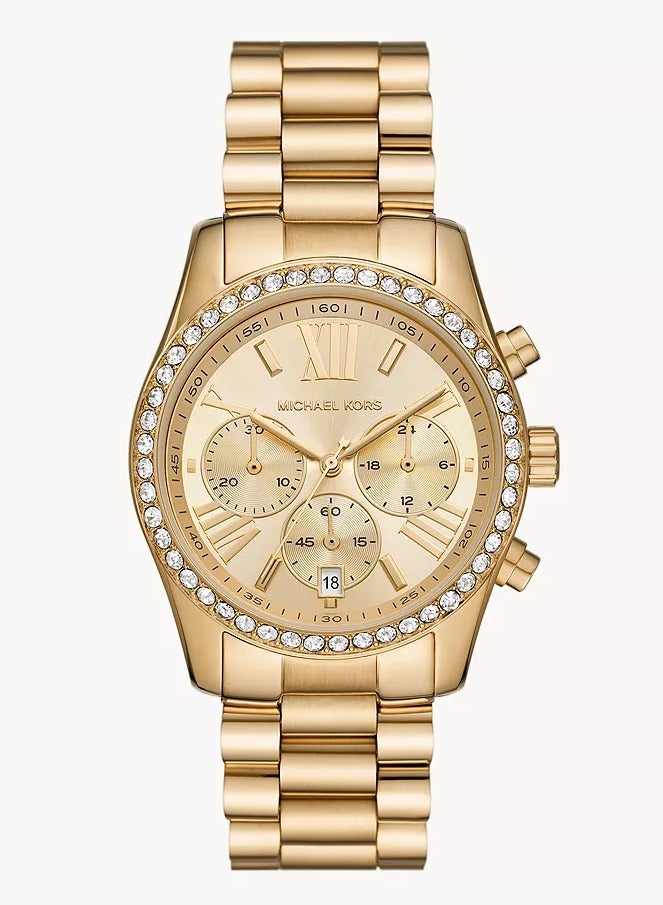 MK Michael Kors MK7377 Lexington Lux Chronograph Gold-Tone Stainless Steel Watch  - Image 1