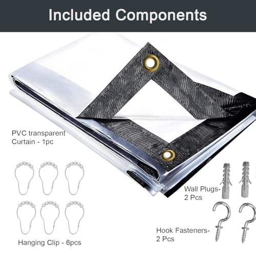 ORILEY PVC Curtain with Eyelet Solid Water Resistant Wind Rain Protection Sun & Dustproof for Long Door Balcony and Outdoor Use (Pack of 1, Transparent 4.5FT x 10FT) - Image 5