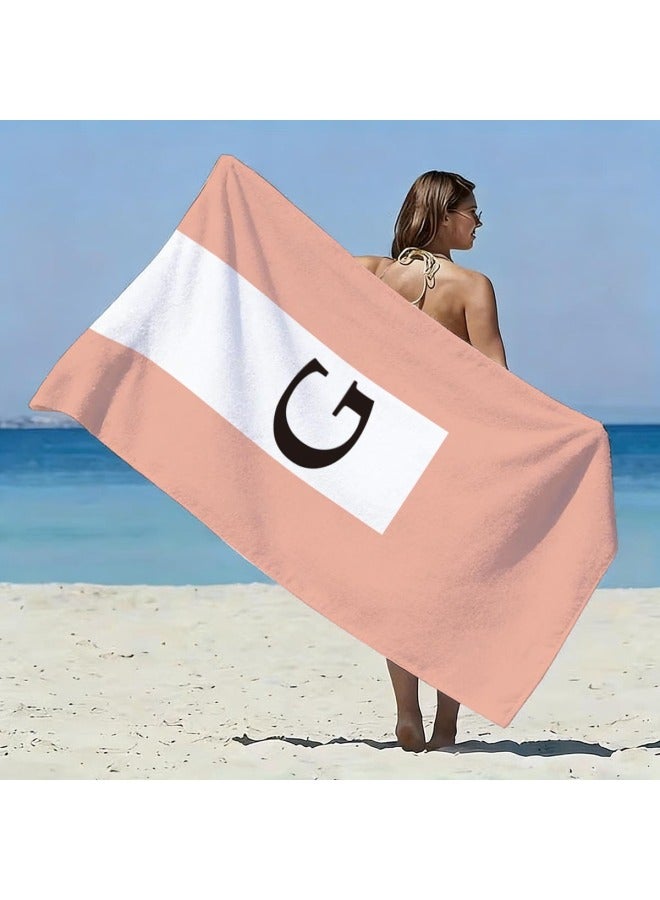 Letter Double-sided Terry Printed Beach Towel Microfiber Adult Swimming Bath Towel Quick-dry