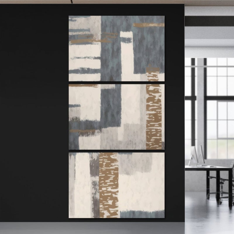 Marktna Three abstract canvas paintings with a hollow frame, measuring (150×70), three pieces - Image 1