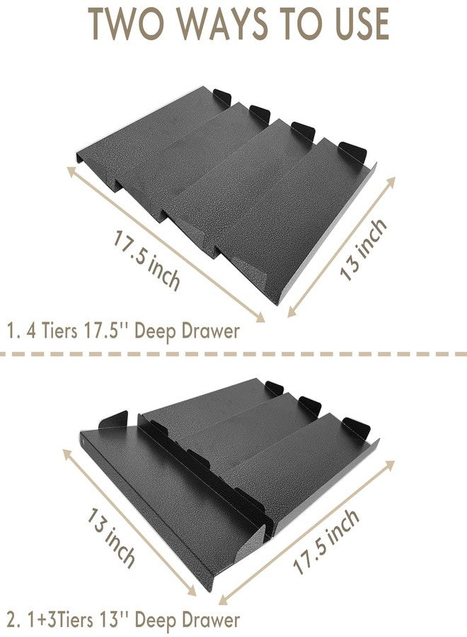 Foozet Spice Drawer Organizer for Kitchen, Adjustable Expandable Spice Rack Tray Insert 4 Tiers for Cabinet Drawer, 12.8" Wide x 17.5" Deep - Image 3