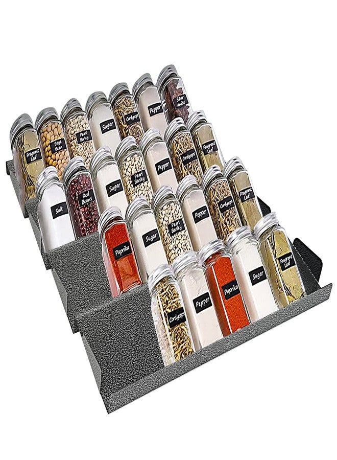 Foozet Spice Drawer Organizer for Kitchen, Adjustable Expandable Spice Rack Tray Insert 4 Tiers for Cabinet Drawer, 12.8" Wide x 17.5" Deep - Image 1