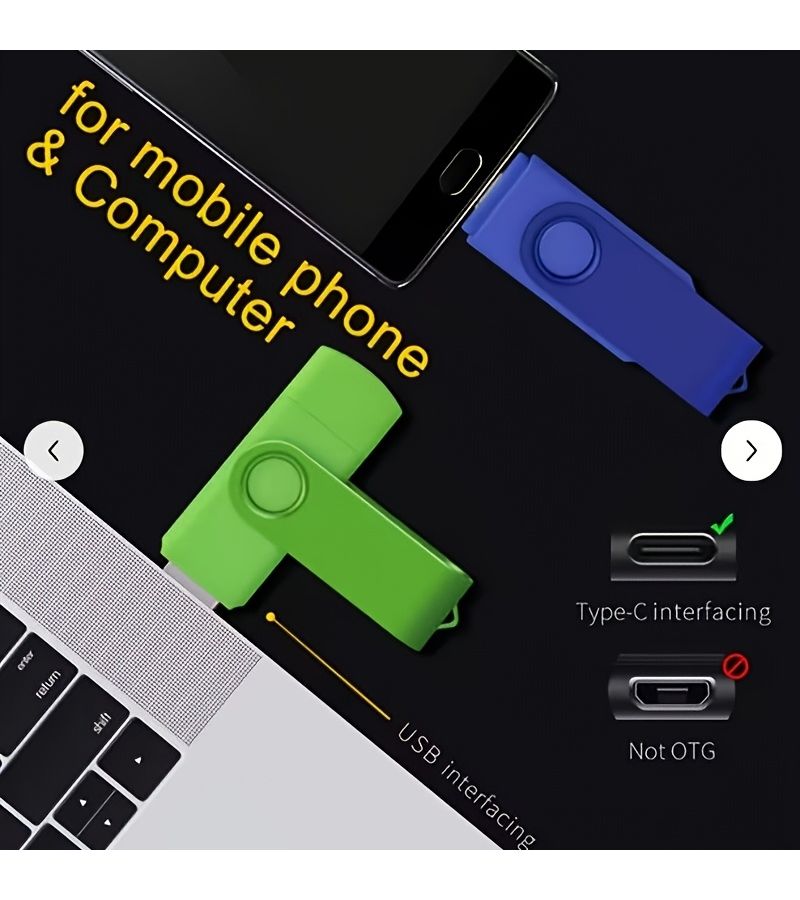 2 In 1 USB Type C And USB Flash Drive 4GB Expand Storage For Phone Laptop Tablet Compact Design Black - Image 5