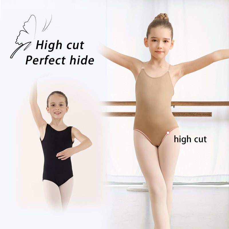 MOLLDAN Women and Girls Nude Leotard Seamless Camisole Undergarment with Adjustable Clear Straps(8A13) - Image 4
