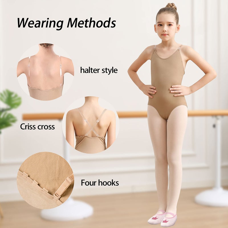 MOLLDAN Women and Girls Nude Leotard Seamless Camisole Undergarment with Adjustable Clear Straps(8A13) - Image 5