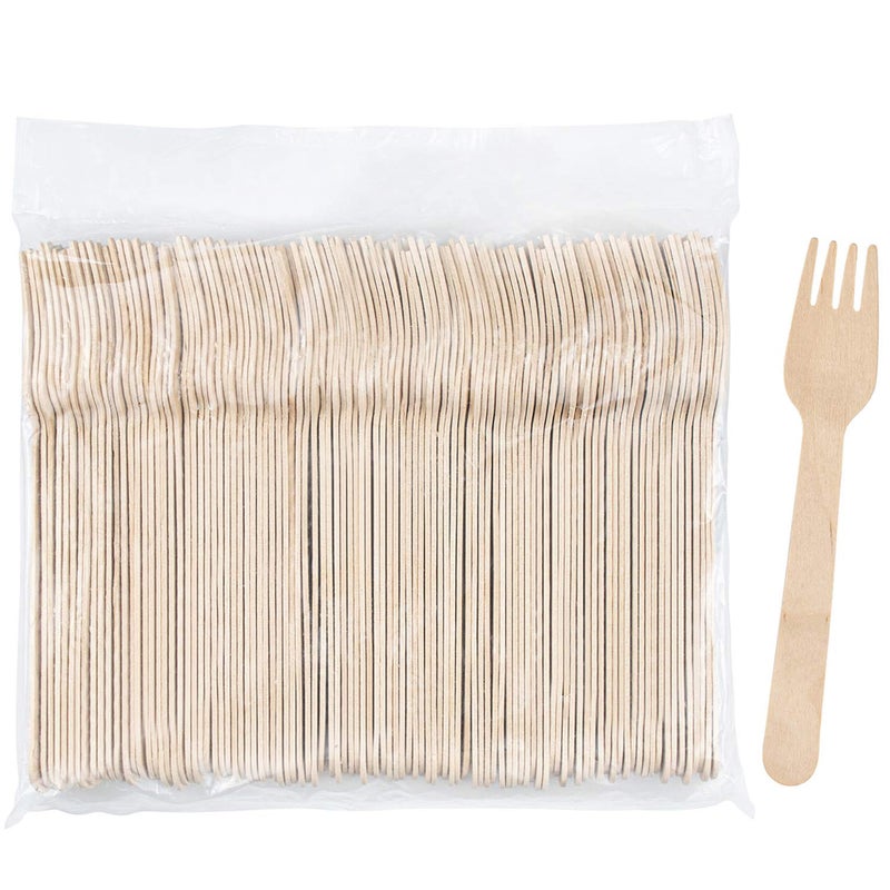 Hedume 300 Pack Disposable Wooden Forks Biodegradable and Compostable Party Supplies for Any Graduation Luau Tea Party and More