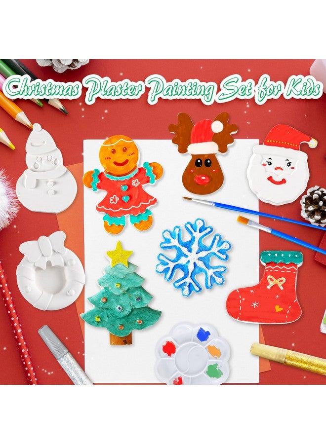 kockuu Christmas Ceramics To Paint For Kids Christmas Crafts Paint Your Own Ceramics Painting Kit, 8Pcs Ceramic Figures With Brushes For Toddlers Kids Diy Crafts Xmas Birthday Activity Gifts - Image 2