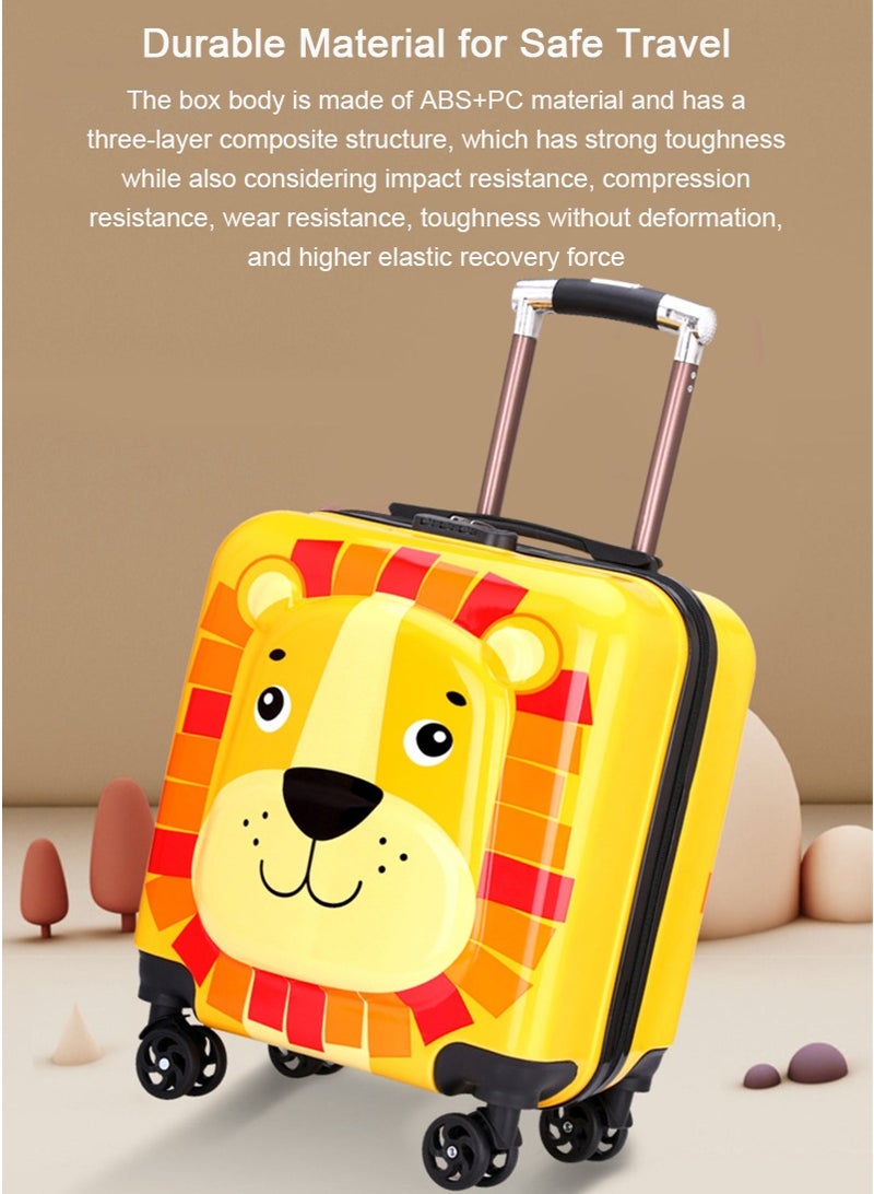 تابيت حالة الأمتعة المتداولة للأطفال 3D الكرتون - حقيبة عربة السفر للأطفال ، حقيبة السفر الصغيرة 18 بوصة مع عجلات ، أمتعة السفر للأطفال في عطلة (الوردي - الأرنب) - Image 3