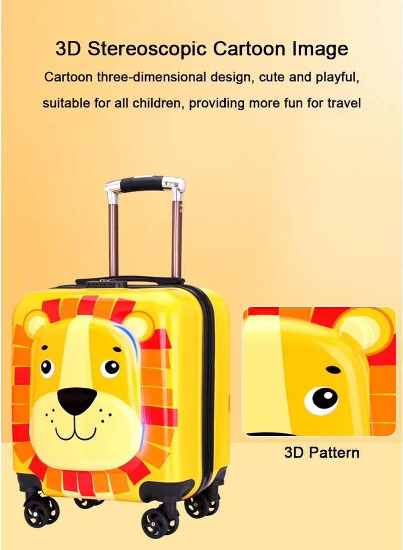 تابيت حالة الأمتعة المتداولة للأطفال 3D الكرتون - حقيبة عربة السفر للأطفال ، حقيبة السفر الصغيرة 18 بوصة مع عجلات ، أمتعة السفر للأطفال في عطلة (الوردي - الأرنب) - Image 4