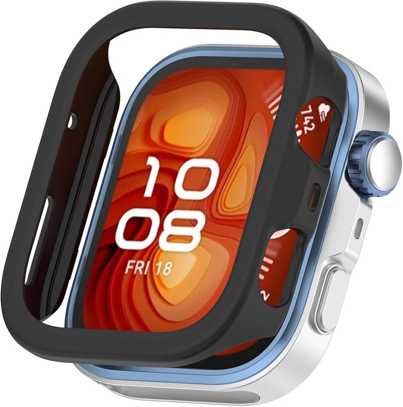 AWADUO Compatible with Huawei Wacth Fit 4 Protective Case Cover, Smartwatch silicone PC Protective Case Cover Shell Soft And Durable Watch Accessories(Black) - Image 1