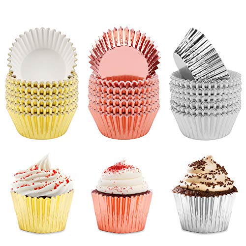 Hadoife Foil Cupcake Liners - Rainbow Metallic Baking Cups for Weddings, Birthdays, Baby Showers - Standard Size Muffin Paper Cases - 10 Colors, 500 Pieces - Image 3