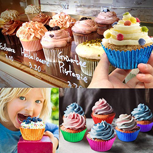Hadoife Foil Cupcake Liners - Rainbow Metallic Baking Cups for Weddings, Birthdays, Baby Showers - Standard Size Muffin Paper Cases - 10 Colors, 500 Pieces - Image 4