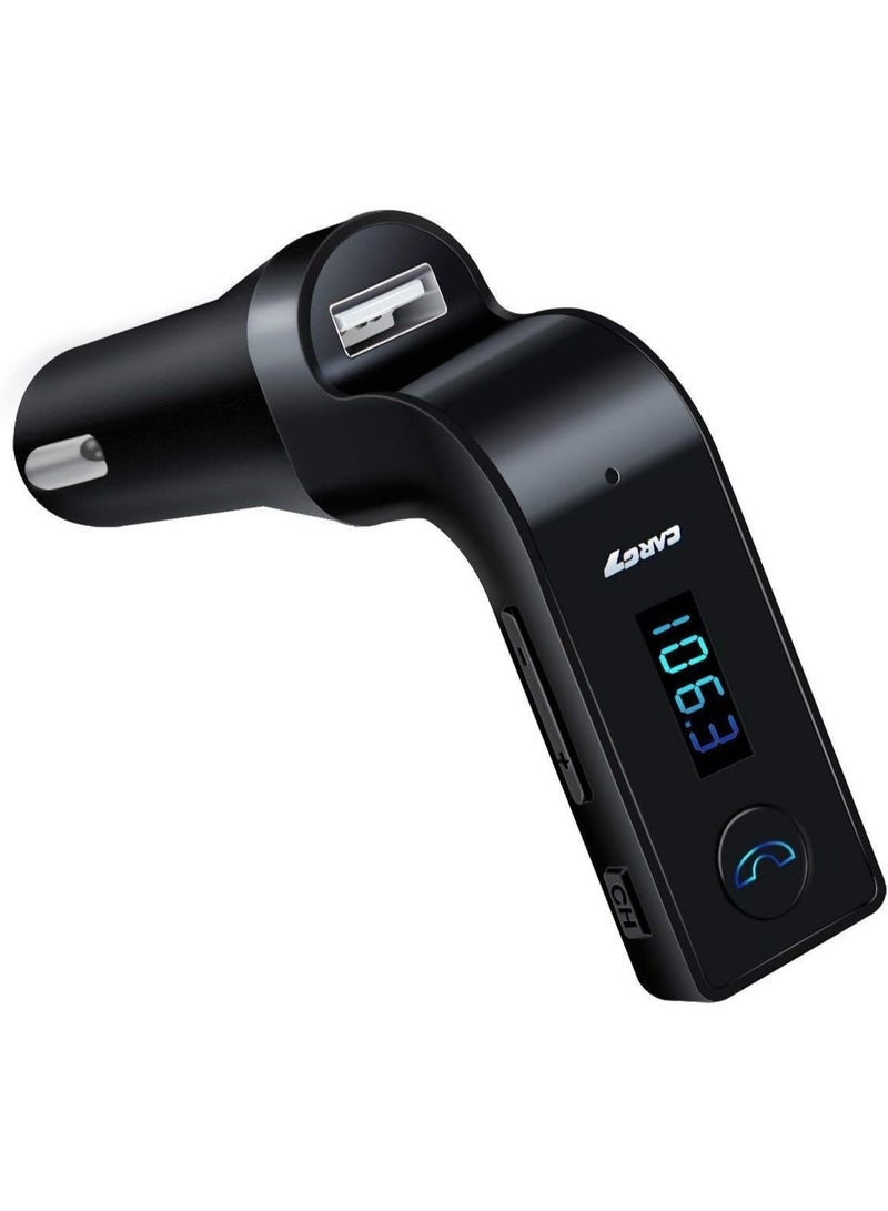 CARG7 Universal Wireless Bluetooth FM Transmitter in-Car FM Adapter Car Kit with Hand-Free Call/Stereo Music Player and USB Car Charger for All Android and iOS Devices (Colour May Vary - Image 1