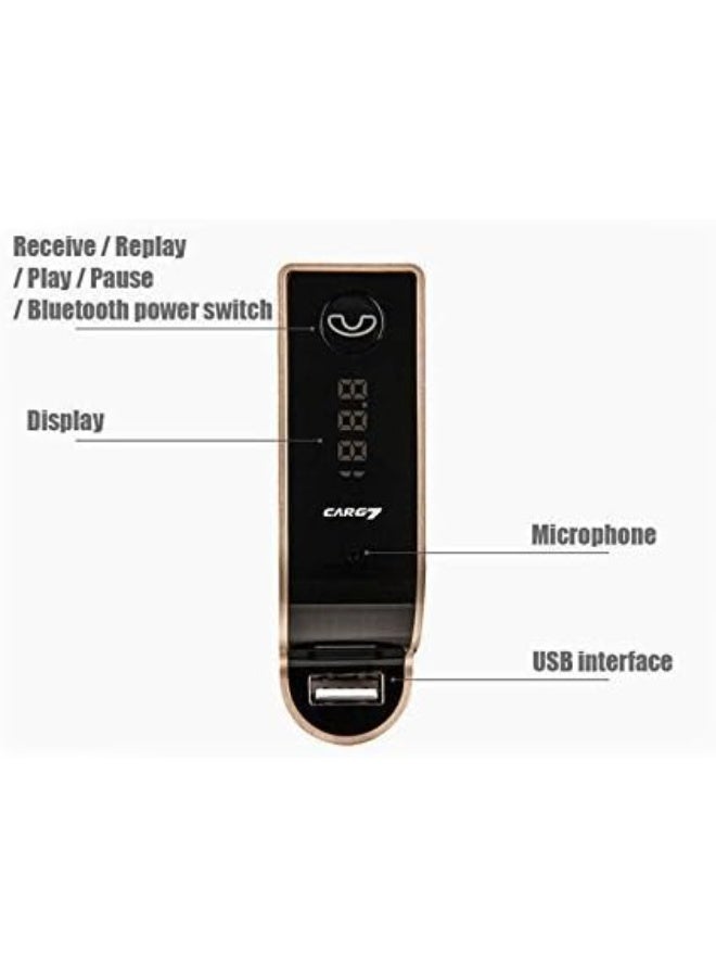 CARG7 Universal Wireless Bluetooth FM Transmitter in-Car FM Adapter Car Kit with Hand-Free Call/Stereo Music Player and USB Car Charger for All Android and iOS Devices (Colour May Vary - Image 4