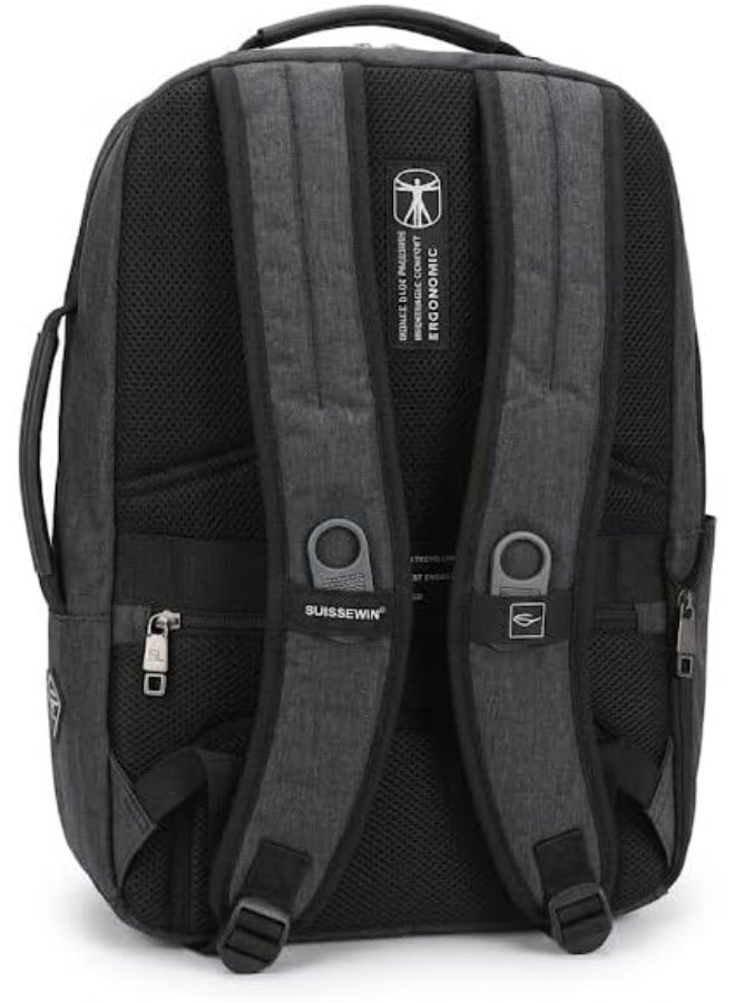 Suissewin Laptop Backpack – Multi-Functional Business & Travel Backpack with USB Charging Port – Water-Resistant - Image 3