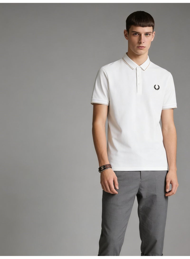 فريد بيري Fred Perry Polo shirt with contrast trim | Premium breathable mesh cotton short sleeve casual shirt with laurel wreath print. - Image 4
