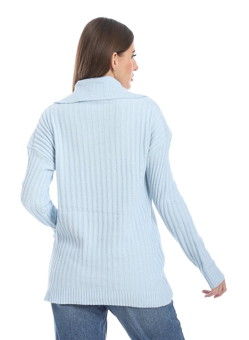 سيزار بلوفر صوف حريمي سادة  بياقة وتصميمات متعددة - Image 3