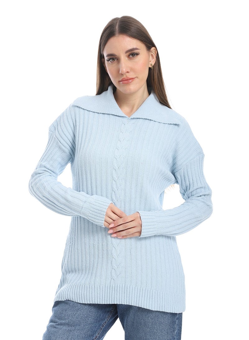 سيزار بلوفر صوف حريمي سادة  بياقة وتصميمات متعددة - Image 1