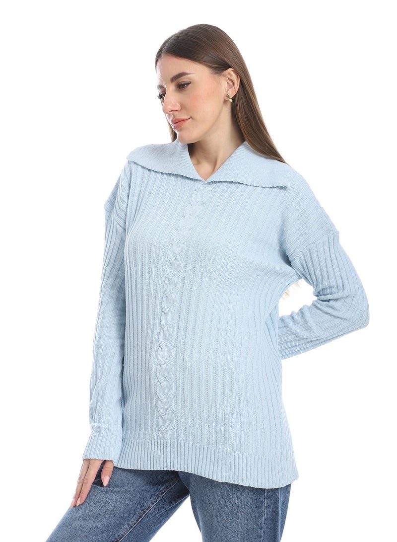 سيزار بلوفر صوف حريمي سادة  بياقة وتصميمات متعددة - Image 2