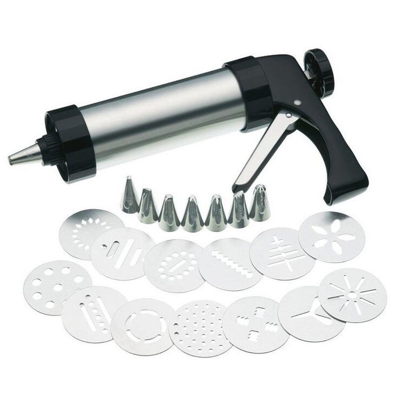 Cangfort Stainless Steel Cookie PressIcing Decorating Gun Sets for BiscuitCake Decoration 