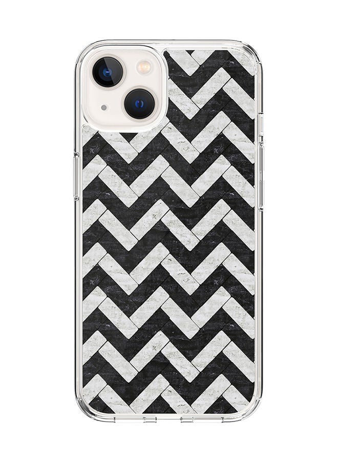 Stylizedd Classic Clear Case for Apple iPhone 14 Hybrid Soft Case Flexible Edges Anti Drop TPU PC Gel Thin Transparent Cover [ Designed for Apple iPhone 14 ] - Chevron Tiles Full Print - Image 1