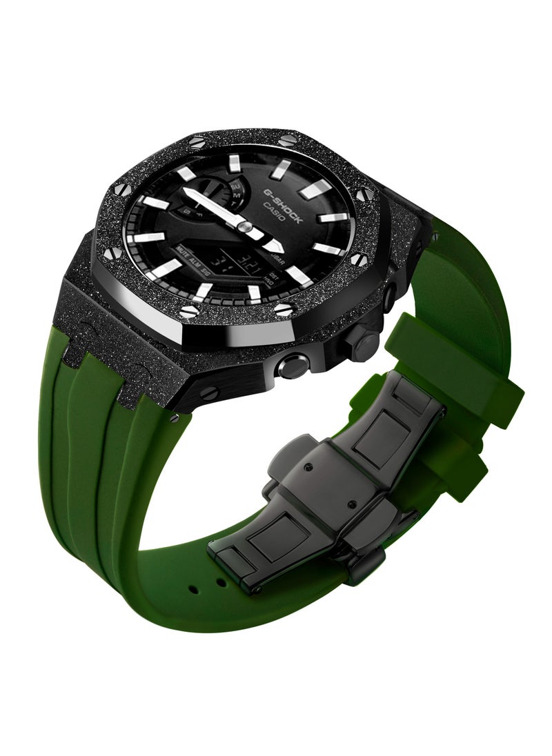 Generic Frosted Gold GA2100 Case Casio G-Shock Oak AP Mod Starry Band BezelFrost gold black shell green tape Frost gold black shell green tape 