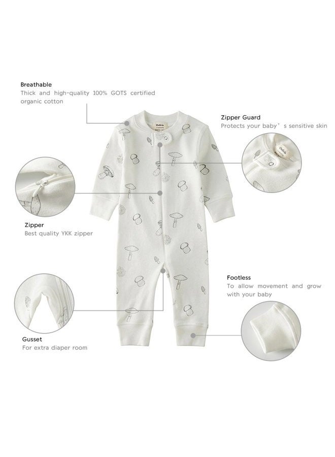 Owlivia Organic Cotton Baby Boy Girl Zip up Sleep N Play, Footless, Long Sleeve(3-6 Months, Feather Mauve) - Image 5