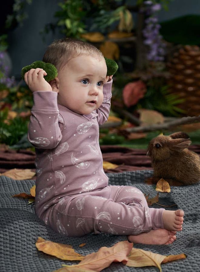 Owlivia Organic Cotton Baby Boy Girl Zip up Sleep N Play, Footless, Long Sleeve(3-6 Months, Feather Mauve) - Image 2