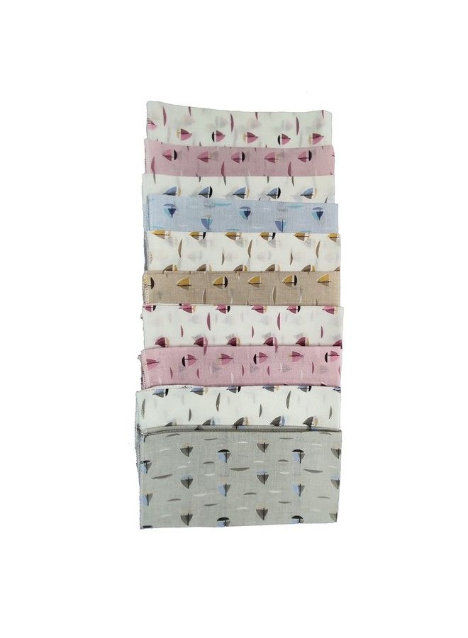 Trance Home Linen Super Soft 100% Cotton Thin Malmal Face Towels ; Reusable Hygiene Wash Cloth ; Napkin For New Babies ; Soft Cotton Kids Hankies (Small 40 X 40 Cmcolor Boats Pack Of 10 Pcs) - Image 3