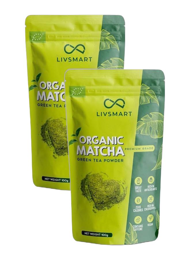 LIVSMART Organic Matcha Green Tea Powder 100g, Pack of 2 - Image 1