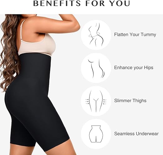 Lilots Women's High Waist Shapewear with Anti Rolling Strip || Tummy Control Tucker Waist Slimming Shapewear Black - Image 4